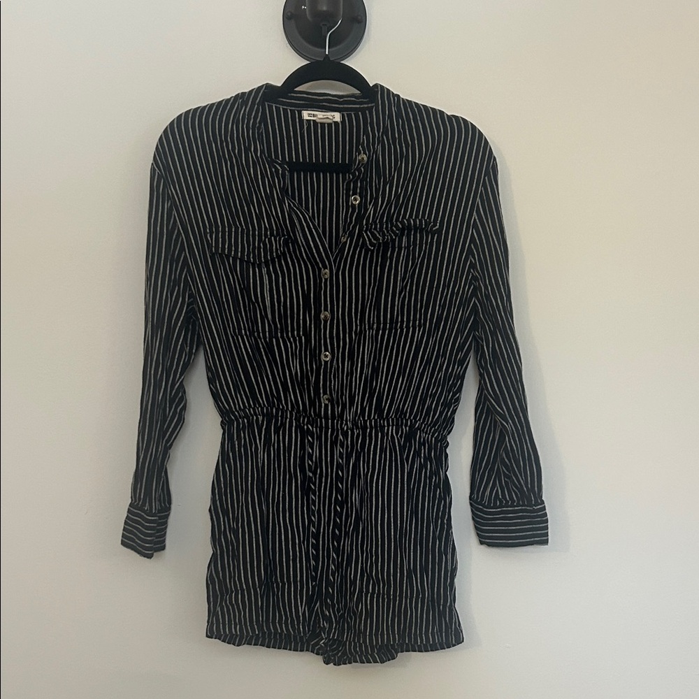 Billabong Black and White Striped Jumpsuit